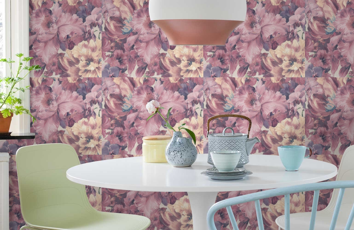 Обои 8009-06 фото в интерьере кухни