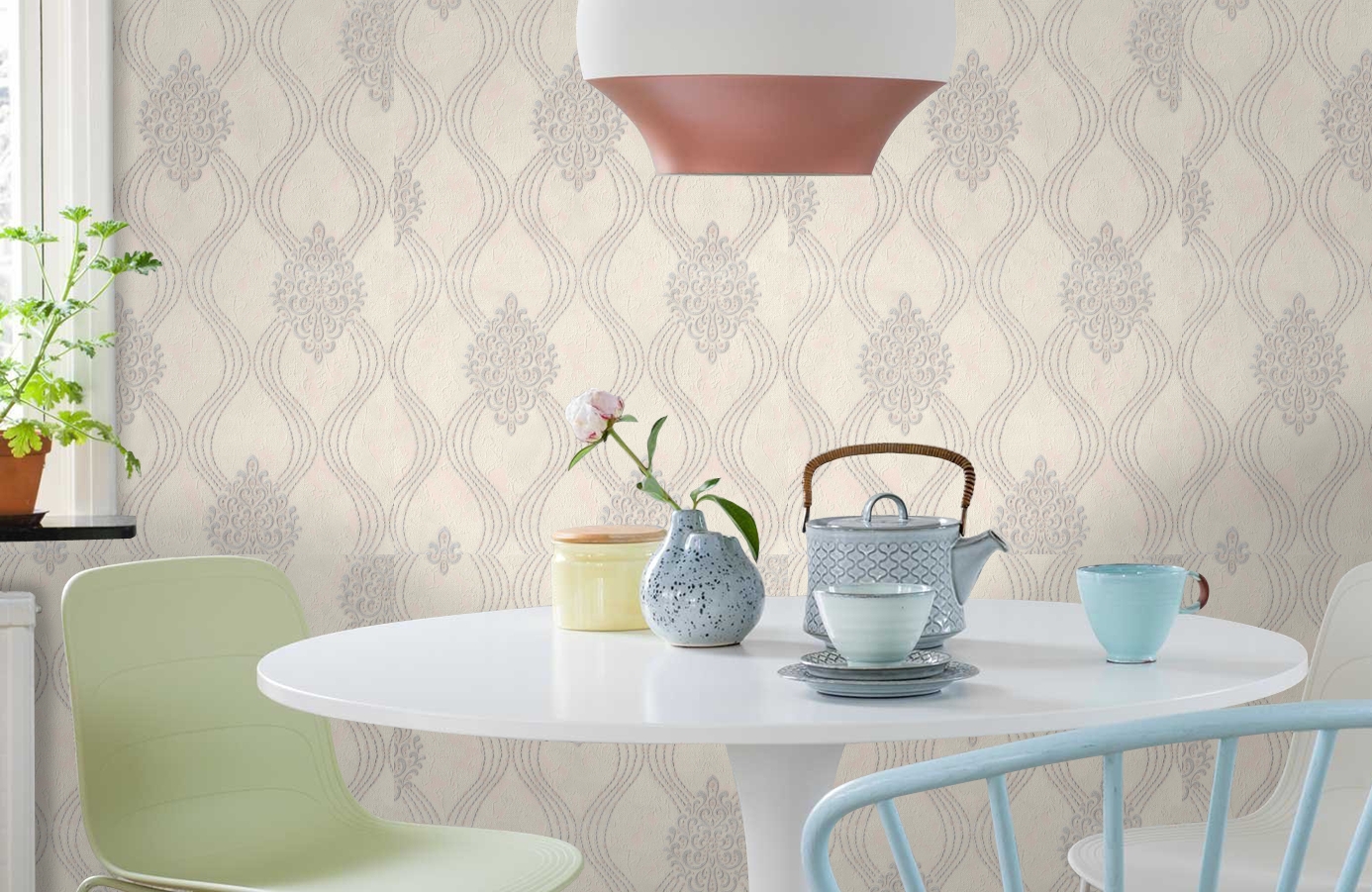 Обои 8017-02 фото в интерьере кухни