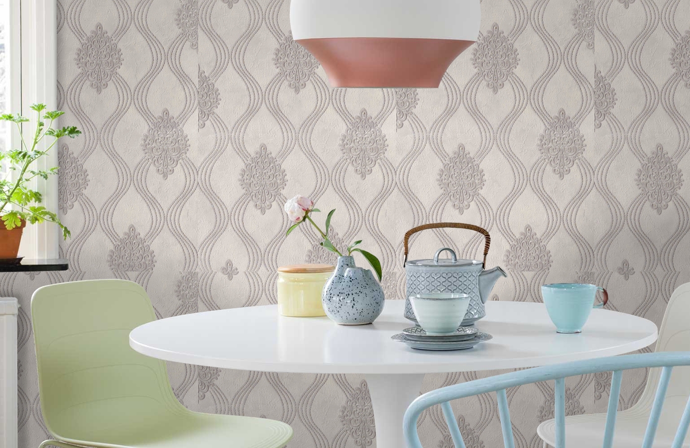 Обои 8017-11 фото в интерьере кухни