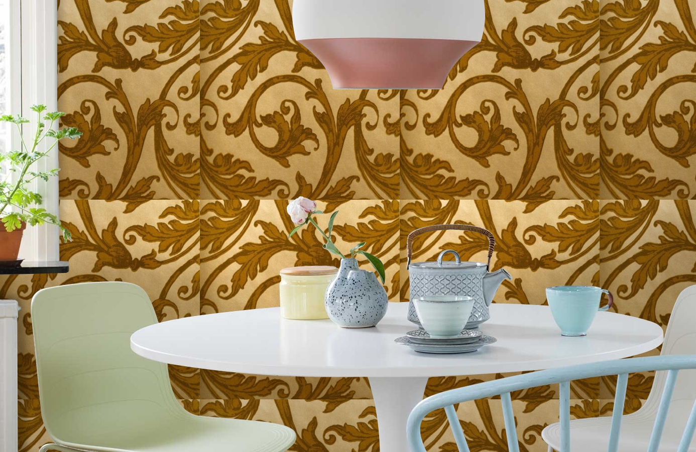 Обои 195009 фото в интерьере кухни