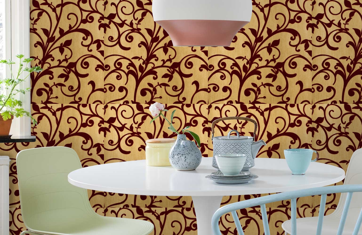 Обои 195027 фото в интерьере кухни