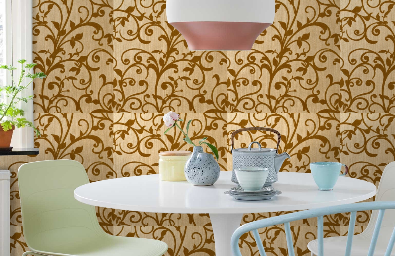 Обои 195028 фото в интерьере кухни