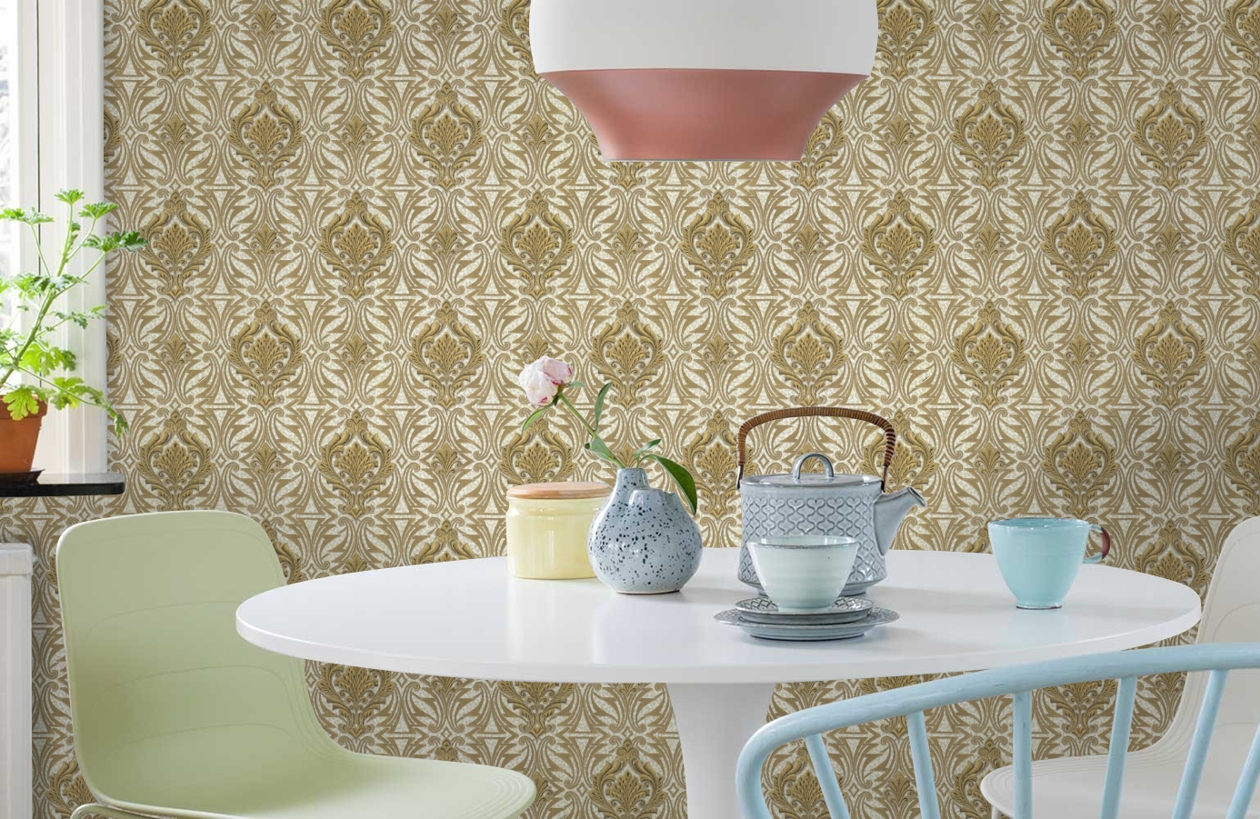 Обои RC19013 фото в интерьере кухни