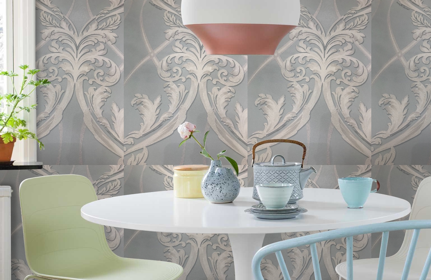 Обои 46-135-03 фото в интерьере кухни