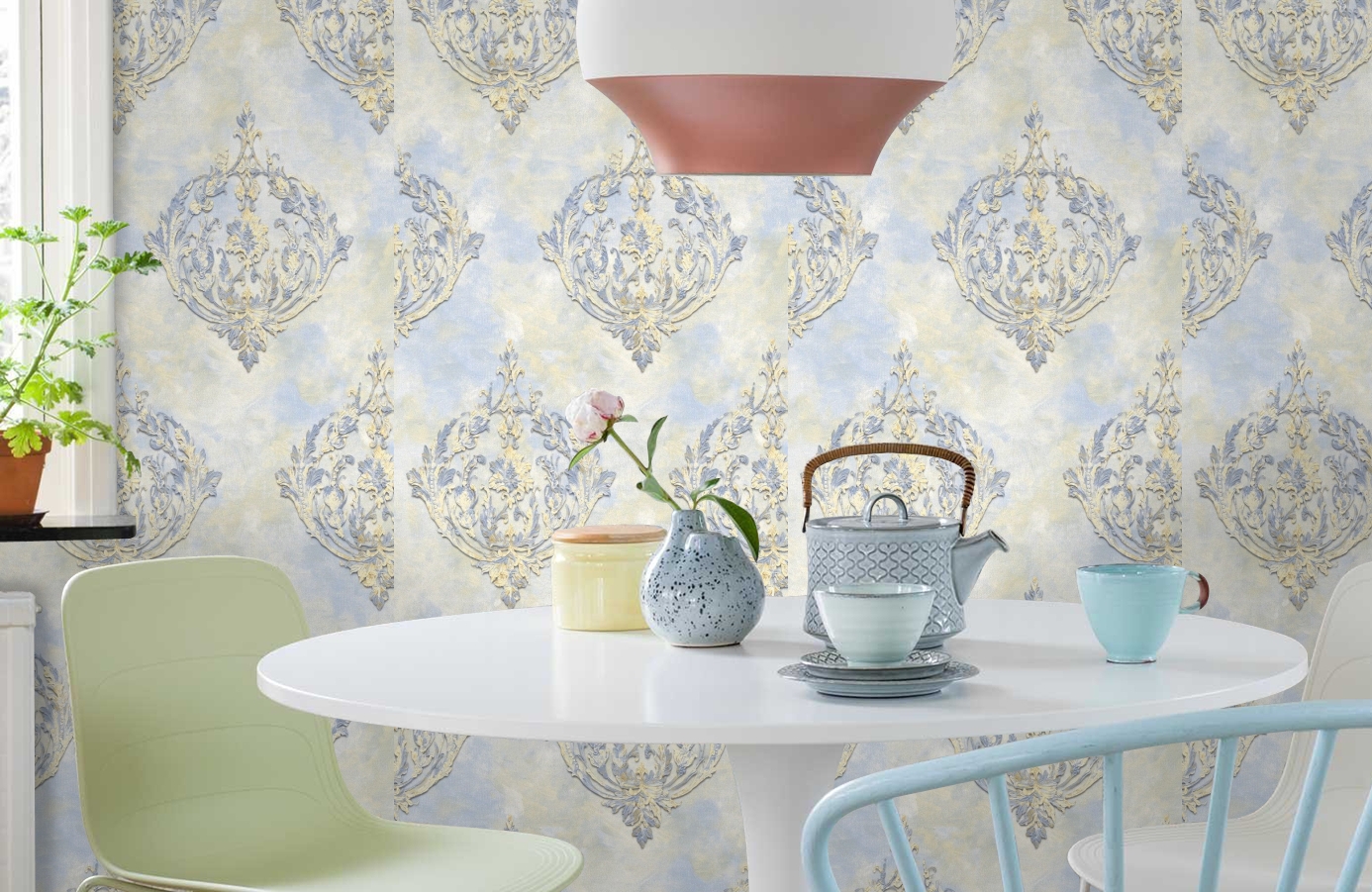 Обои 11500-04 фото в интерьере кухни