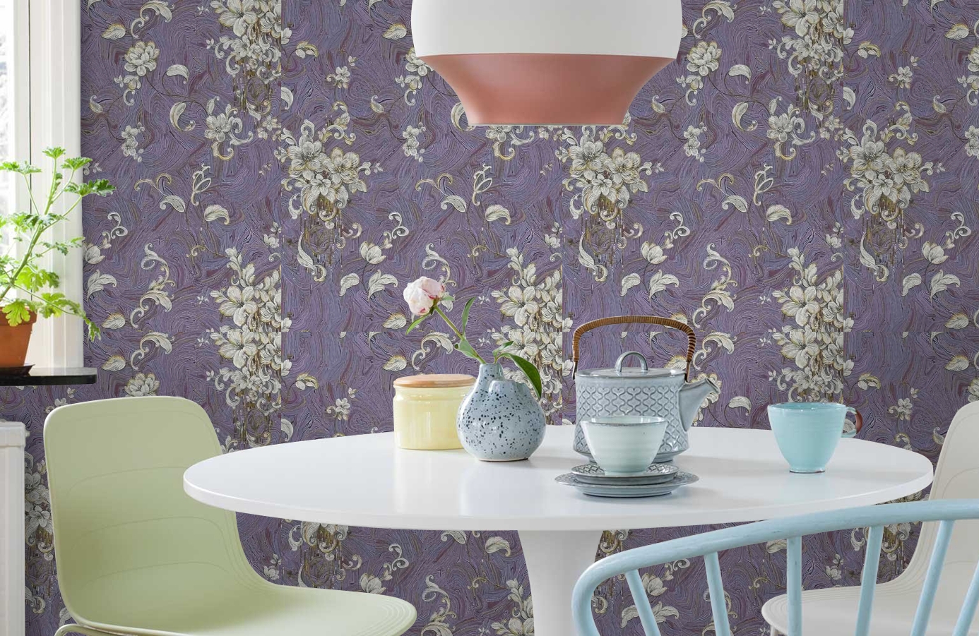 Обои 84001 фото в интерьере кухни