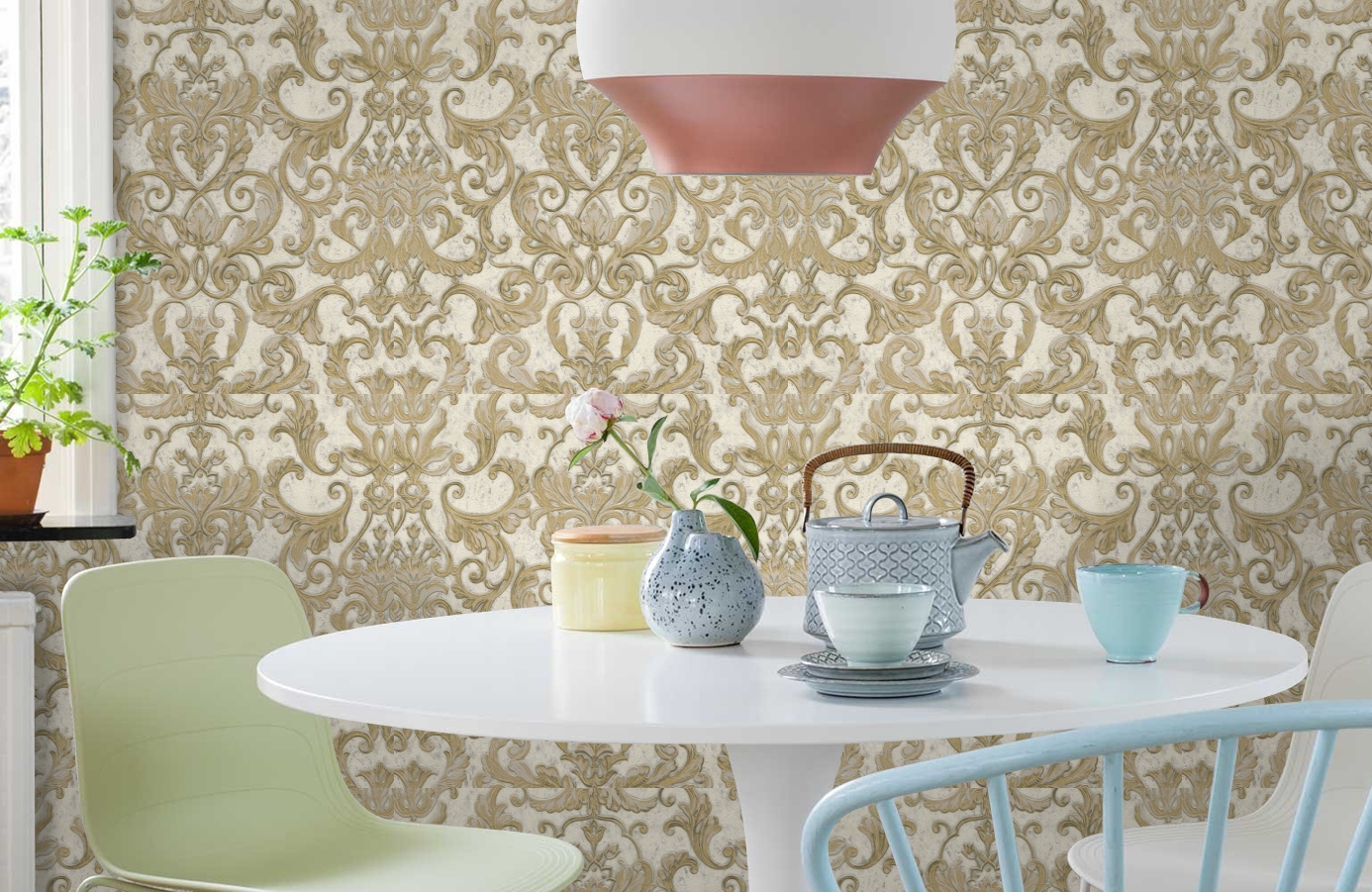 Обои 85007 фото в интерьере кухни