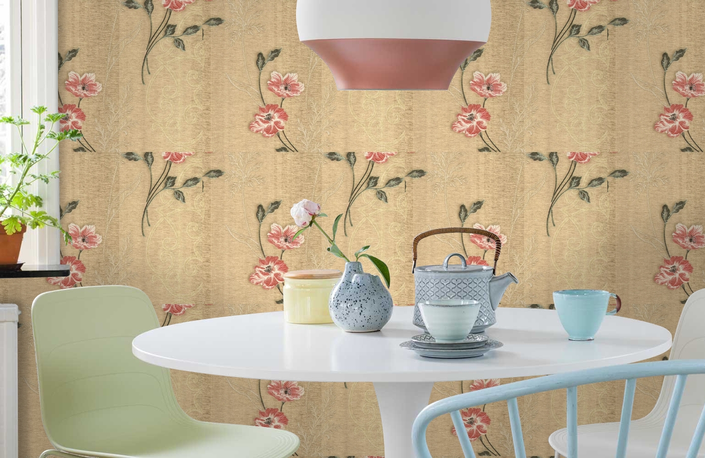 Обои R1318 фото в интерьере кухни