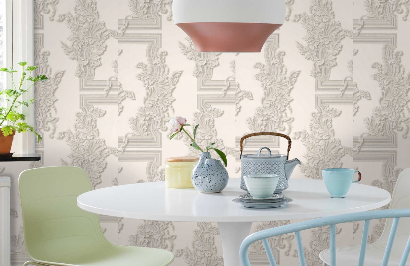 Обои 0740-12 фото в интерьере кухни