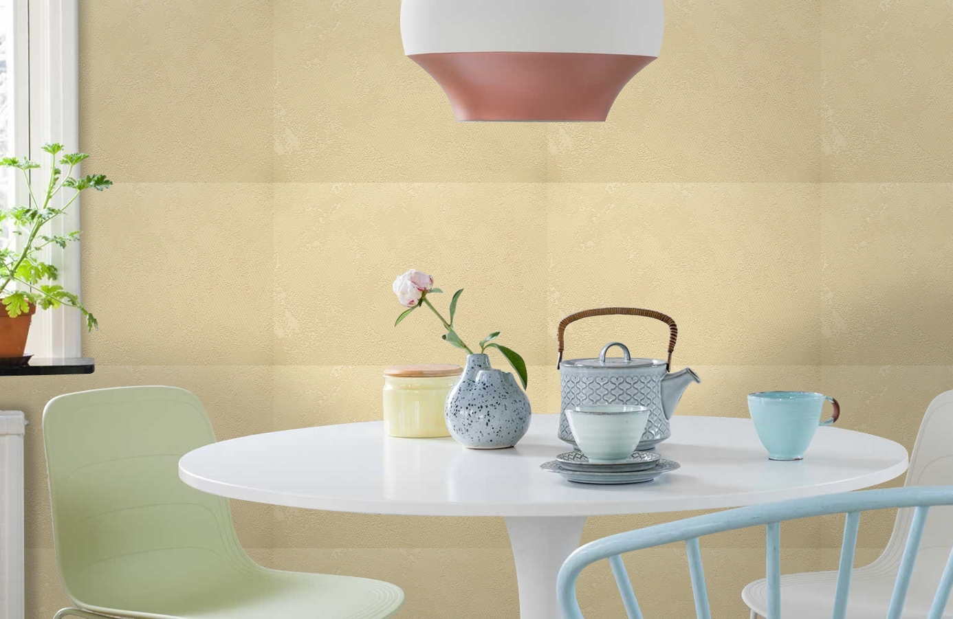 Обои 715-22 фото в интерьере кухни