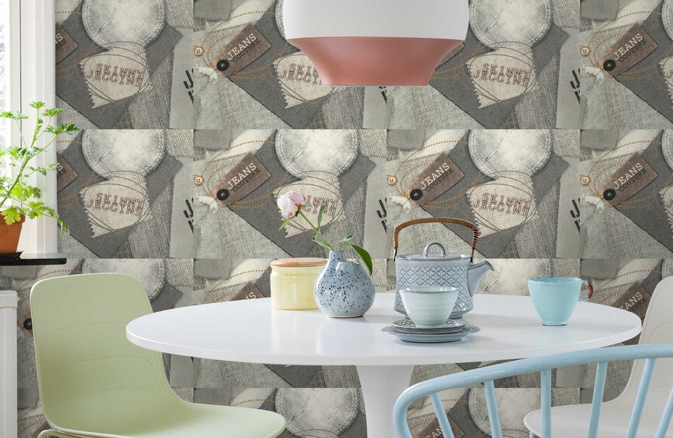 Обои 724-42 фото в интерьере кухни