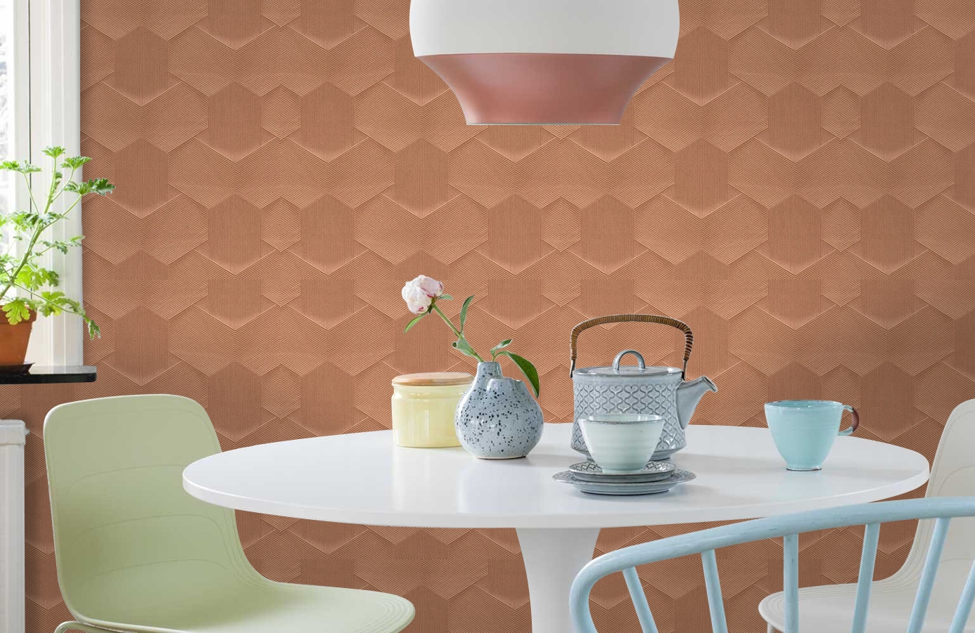 Обои 2603-5 фото в интерьере кухни