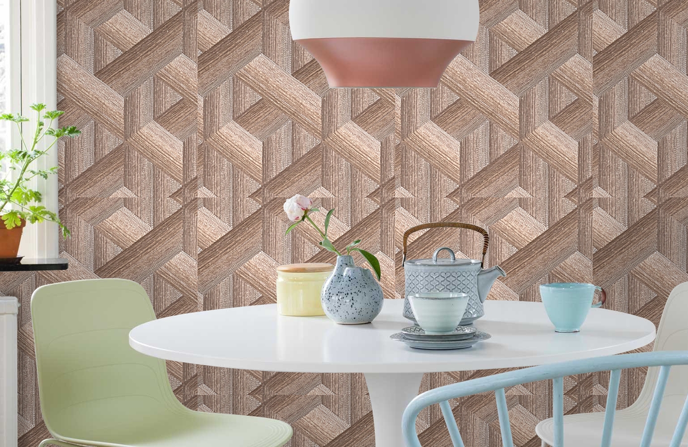 Обои 2606-4 фото в интерьере кухни