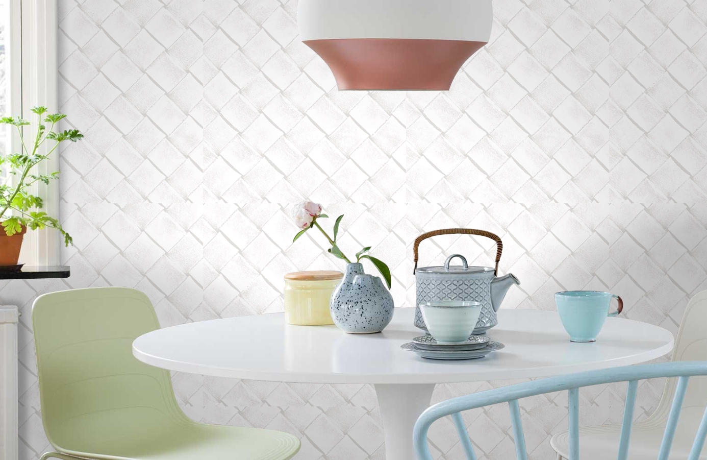 Обои 65417-1 фото в интерьере кухни