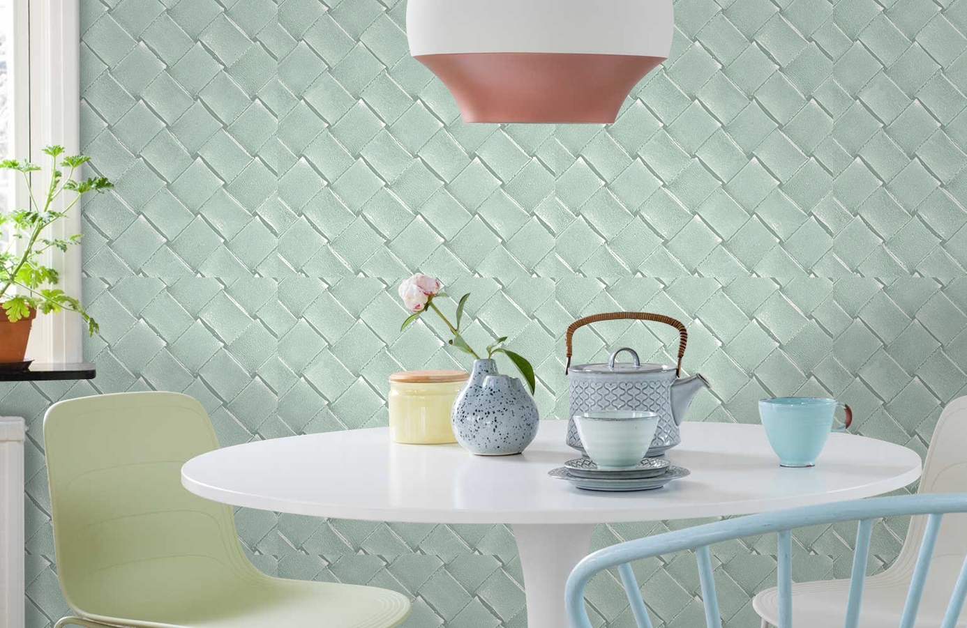 Обои 65417-12 фото в интерьере кухни