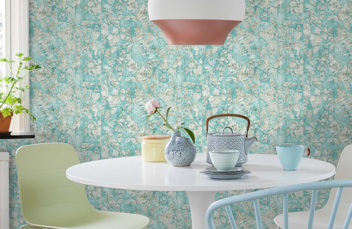 Обои 101701 фото в интерьере кухни