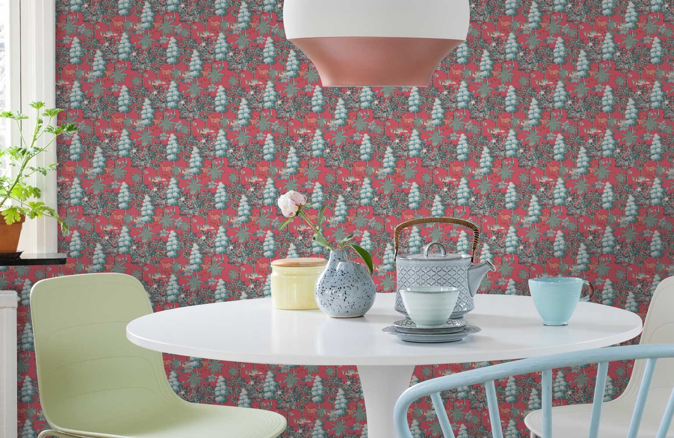 Обои 84215-6 фото в интерьере кухни