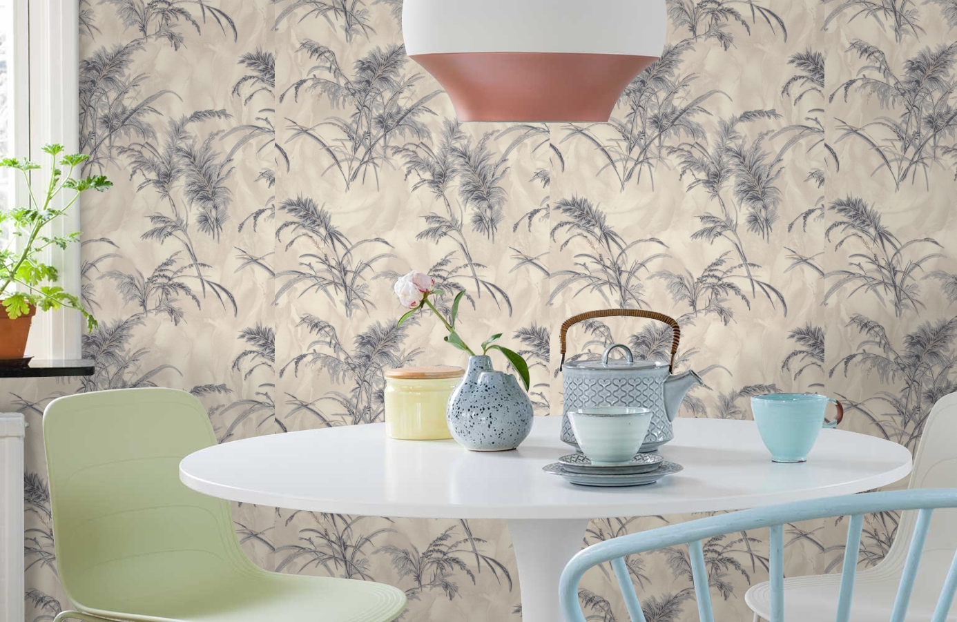 Обои 7286-02 фото в интерьере кухни