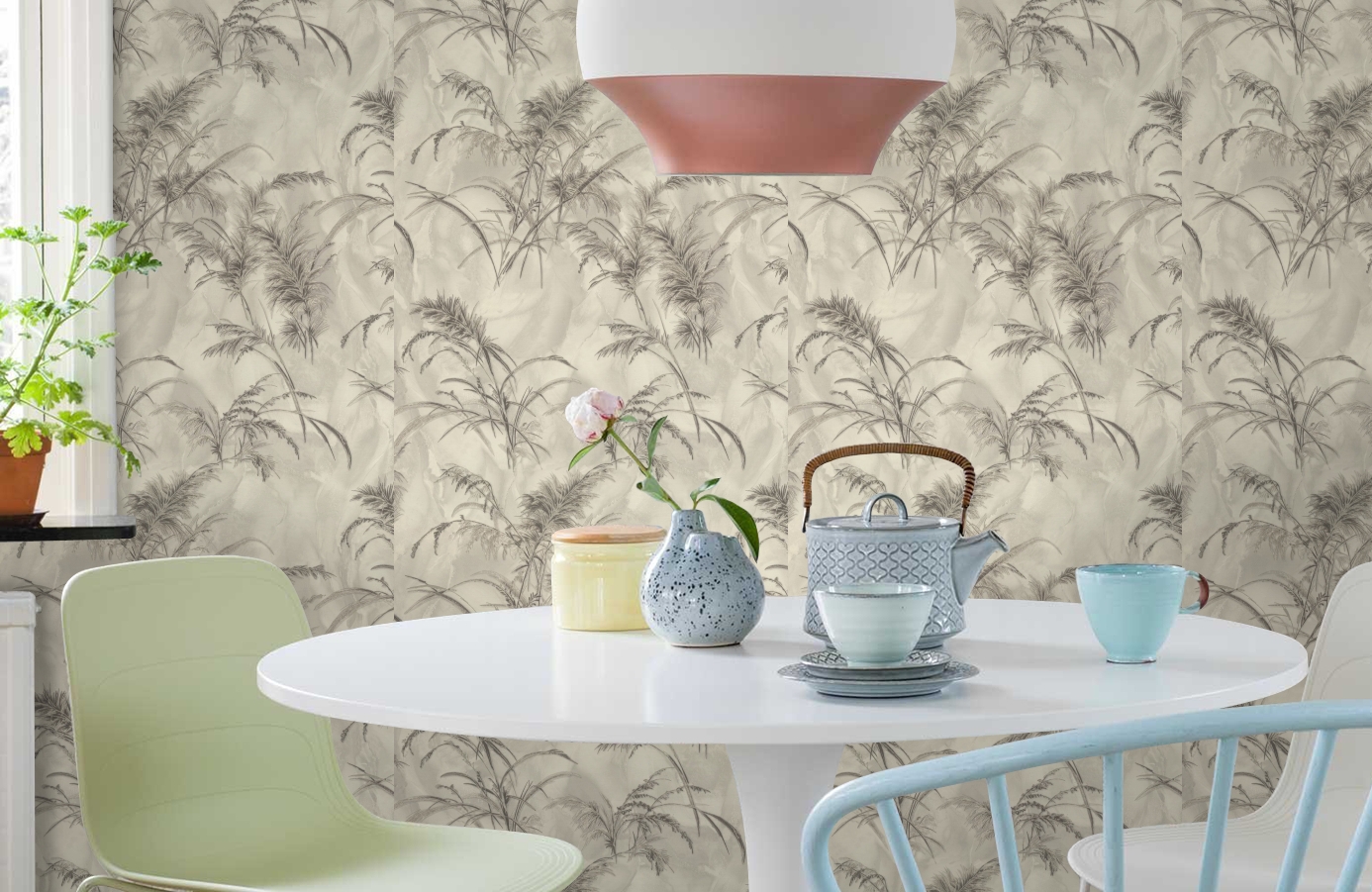 Обои 7286-12 фото в интерьере кухни