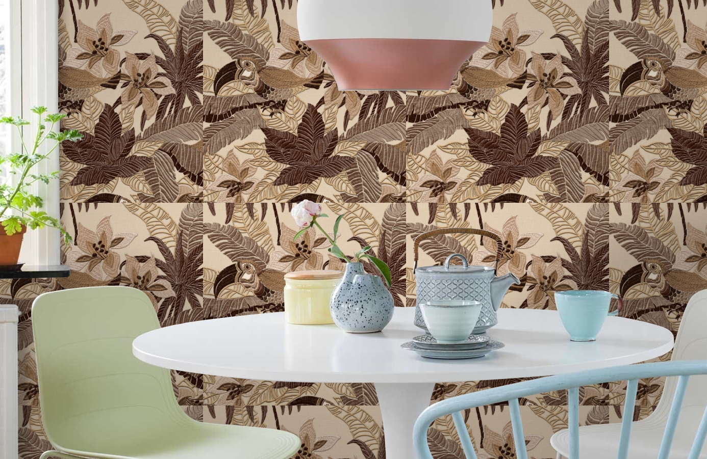 Обои RWT1801-3 фото в интерьере кухни