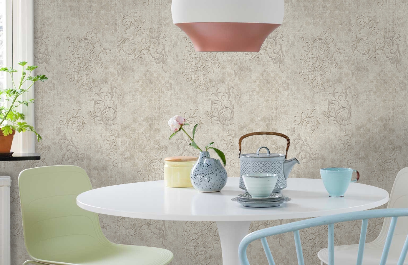 Обои 3211-1 фото в интерьере кухни