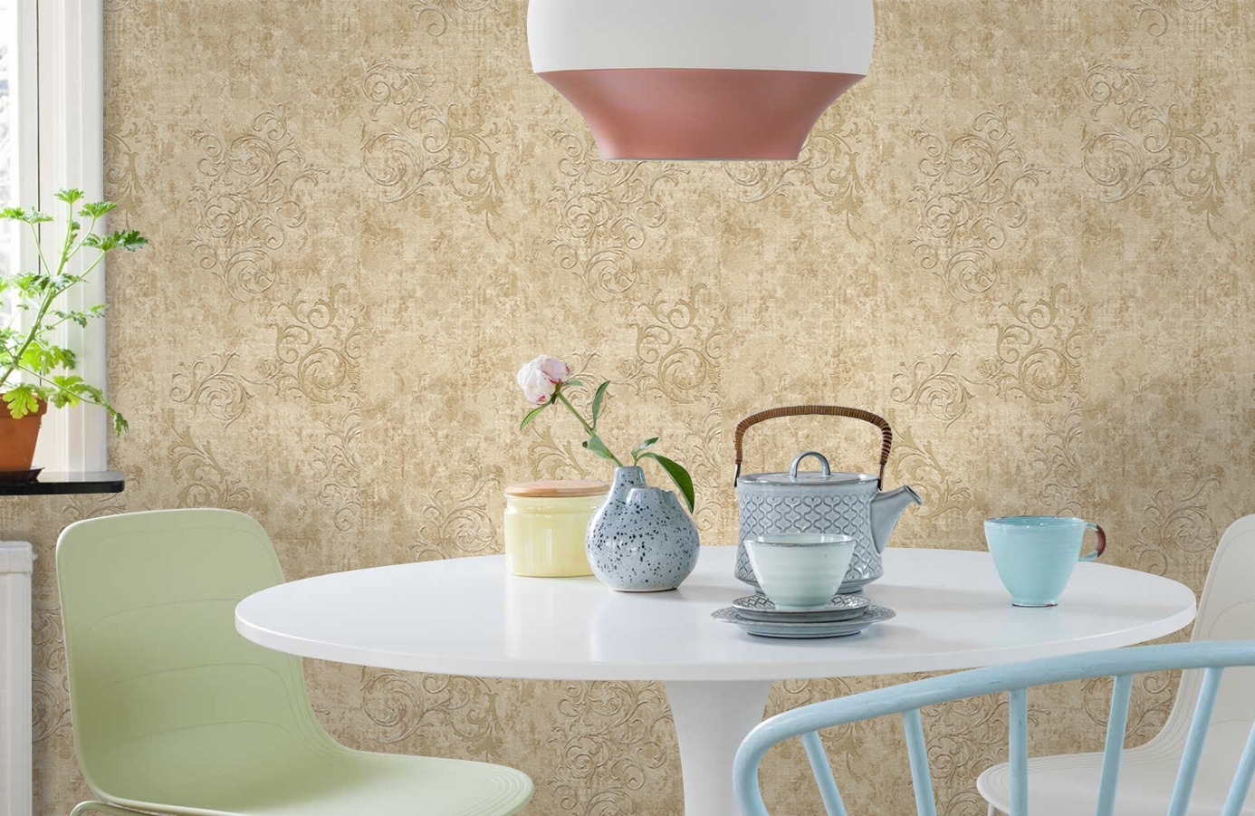 Обои 3211-2 фото в интерьере кухни