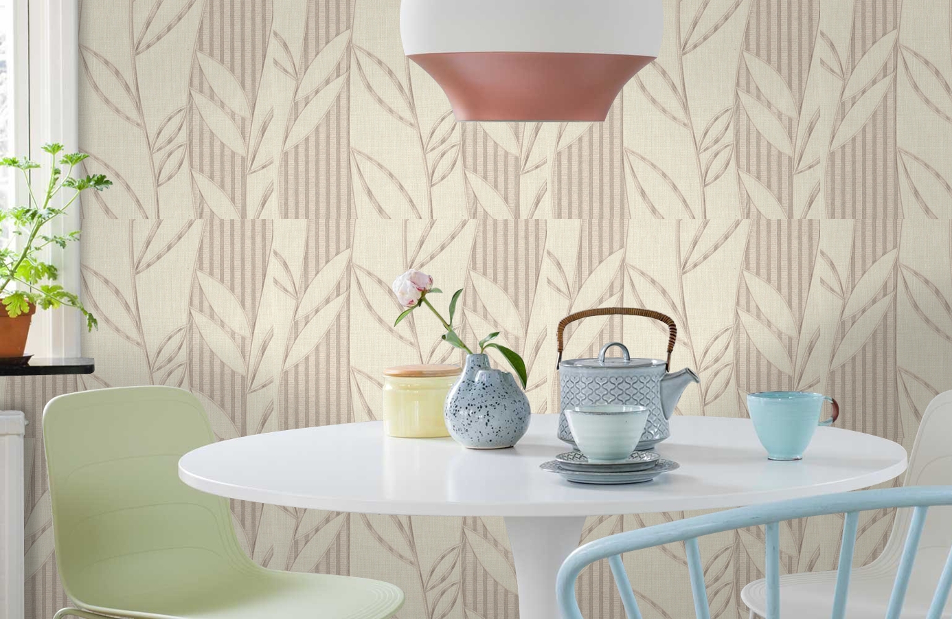 Обои 9046-01 фото в интерьере кухни