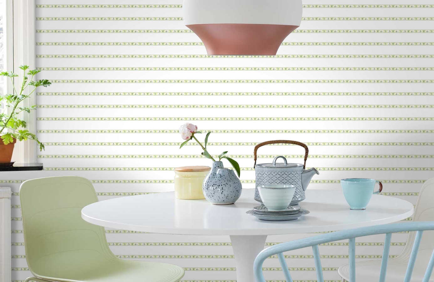 Обои 1091-18 фото в интерьере кухни