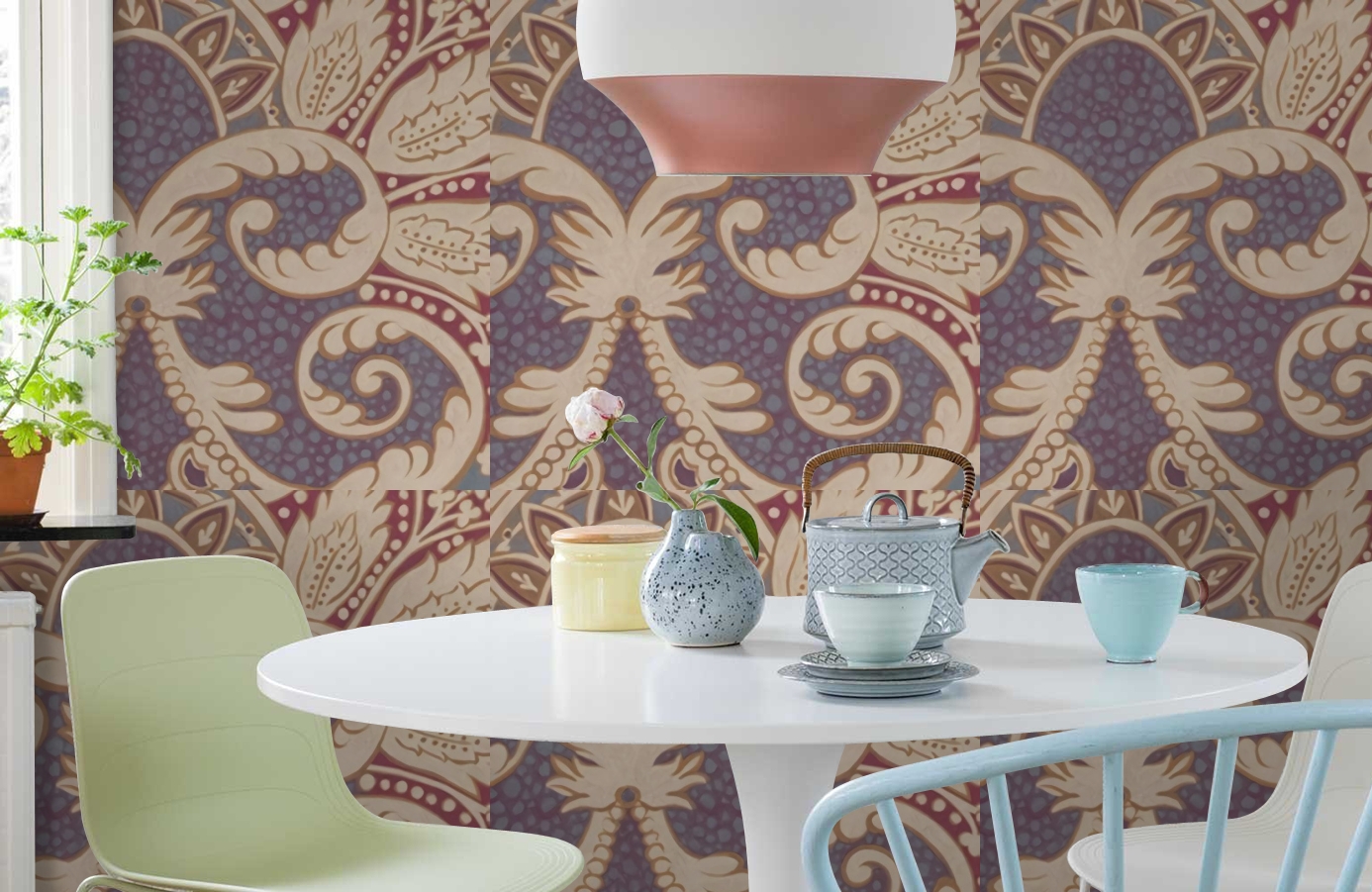 Обои Rococo 4 фото в интерьере кухни