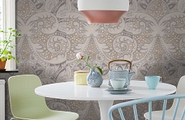 Обои Rococo Metallic 4 фото в интерьере кухни превью