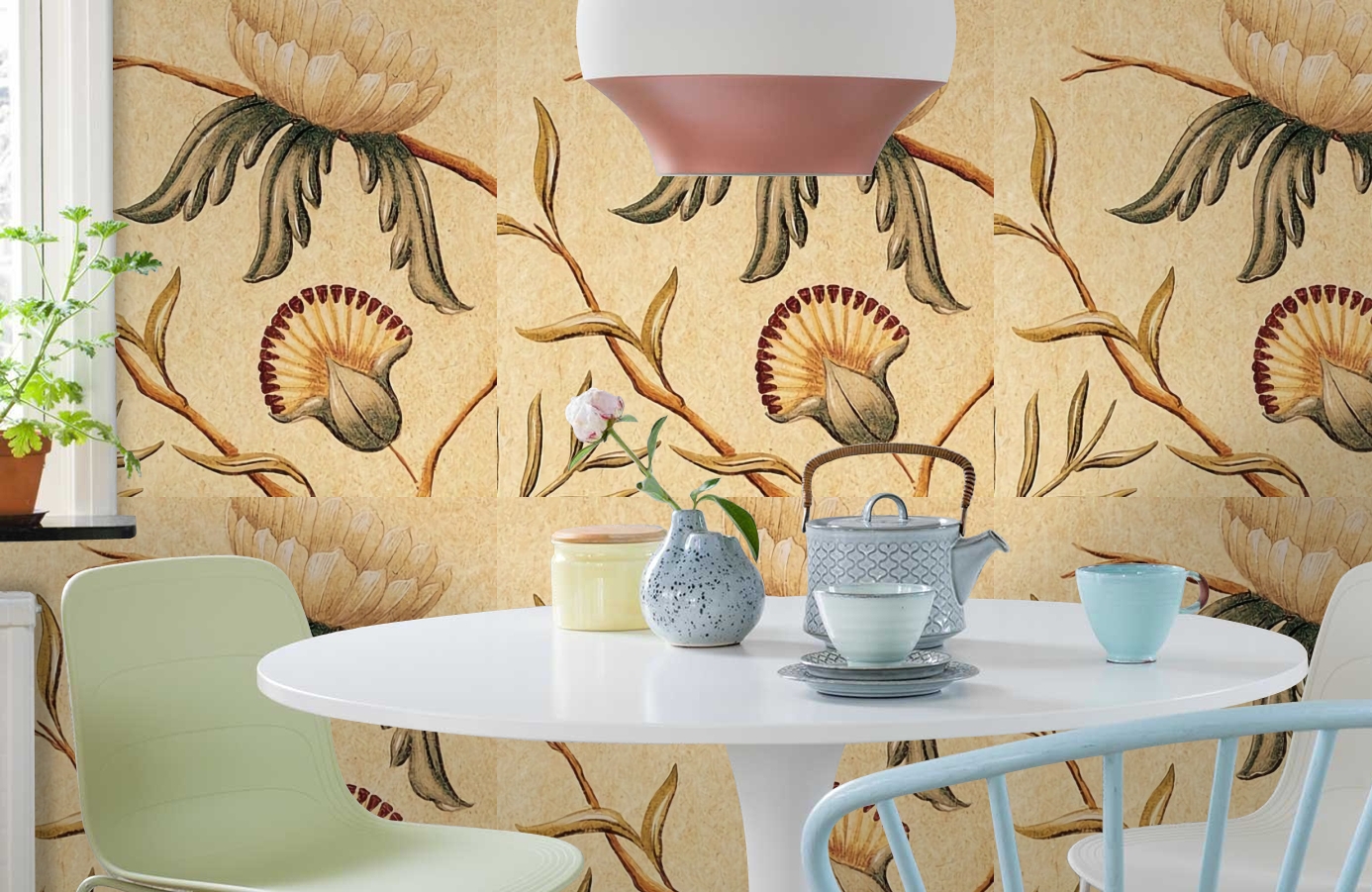 Обои Adamseden-Buttermilk-Wpcw фото в интерьере кухни