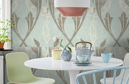 Обои Chateau-Powderblue-Wpcw18 фото в интерьере кухни превью