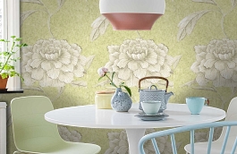 Обои Jasperpeony-Celadon-Wpcw1 фото в интерьере кухни превью