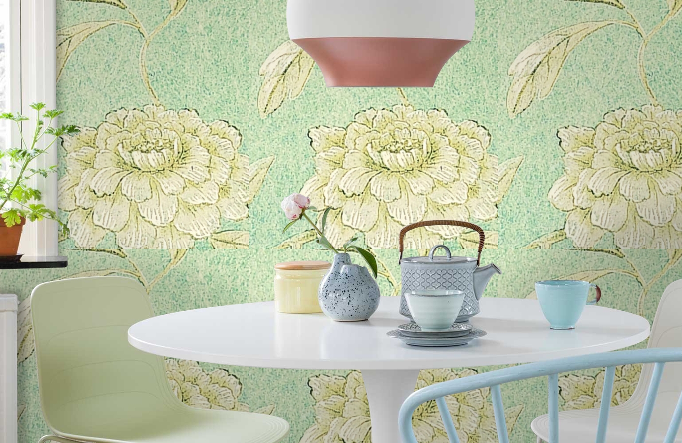 Обои Jasperpeony-Jade-Wpcw1198 фото в интерьере кухни