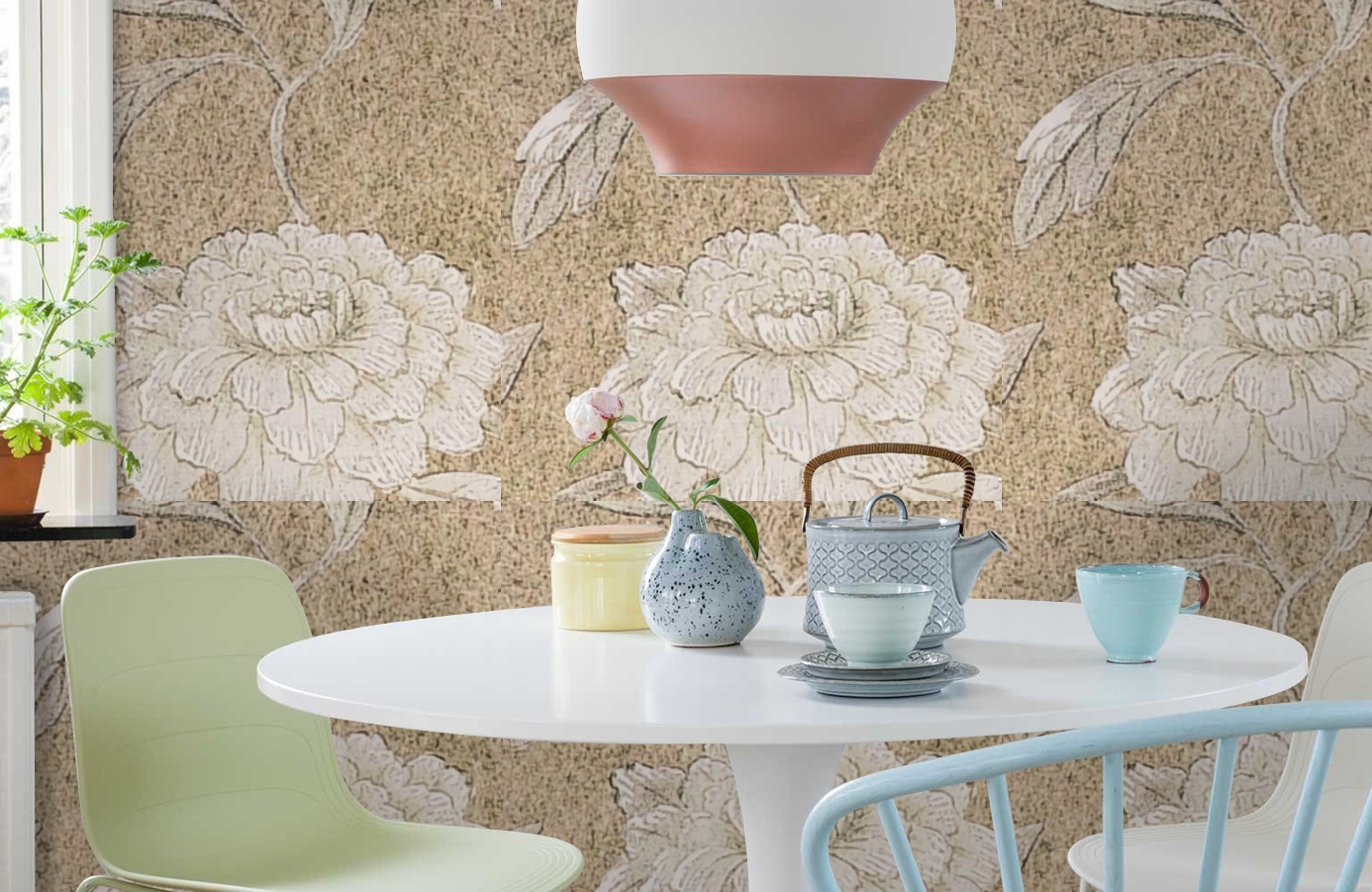 Обои Jasperpeony-Sable-Wpcw200 фото в интерьере кухни