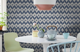 Обои Flamme De France Indigo F фото в интерьере кухни превью