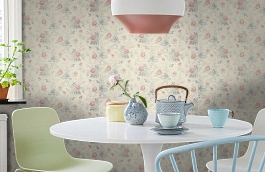 Обои Florette Rose Fabric фото в интерьере кухни превью