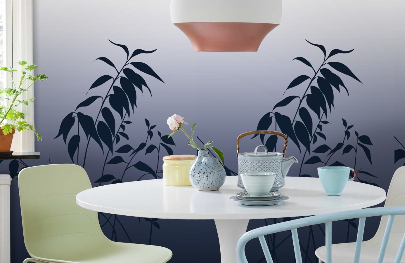 Обои DM208-1 фото в интерьере кухни