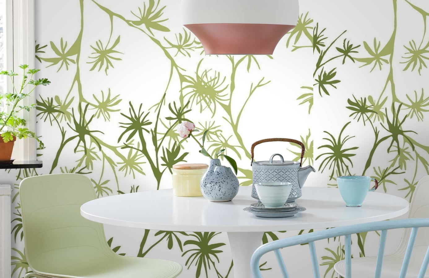 Обои DM201-1 фото в интерьере кухни