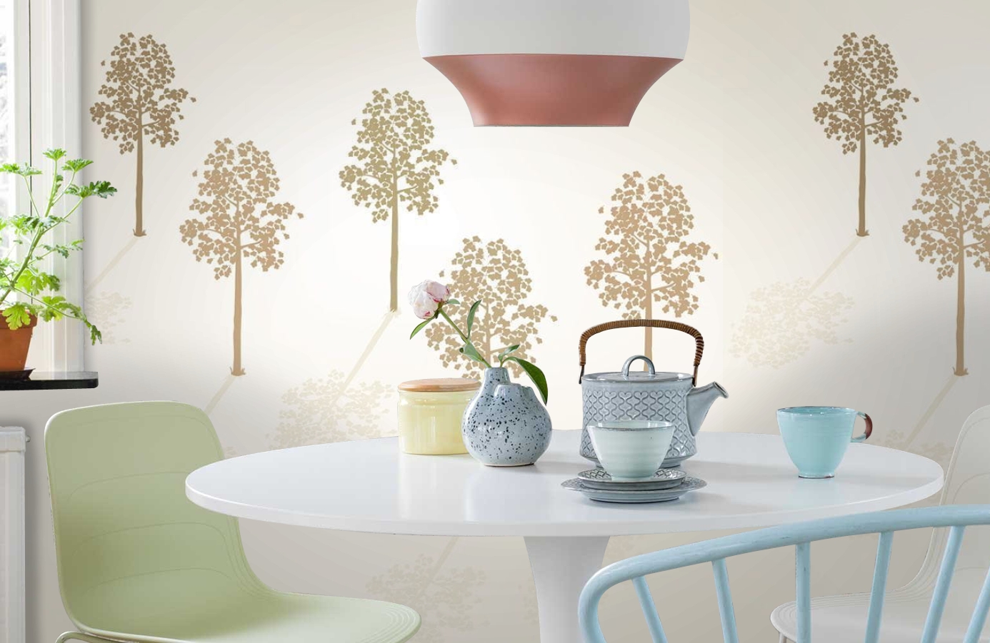 Обои DM214-2 фото в интерьере кухни