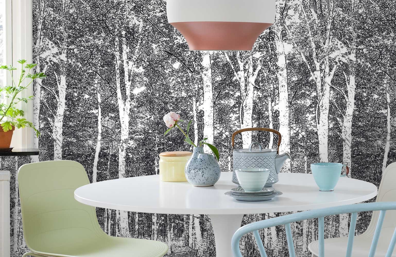 Обои DM216-4 фото в интерьере кухни