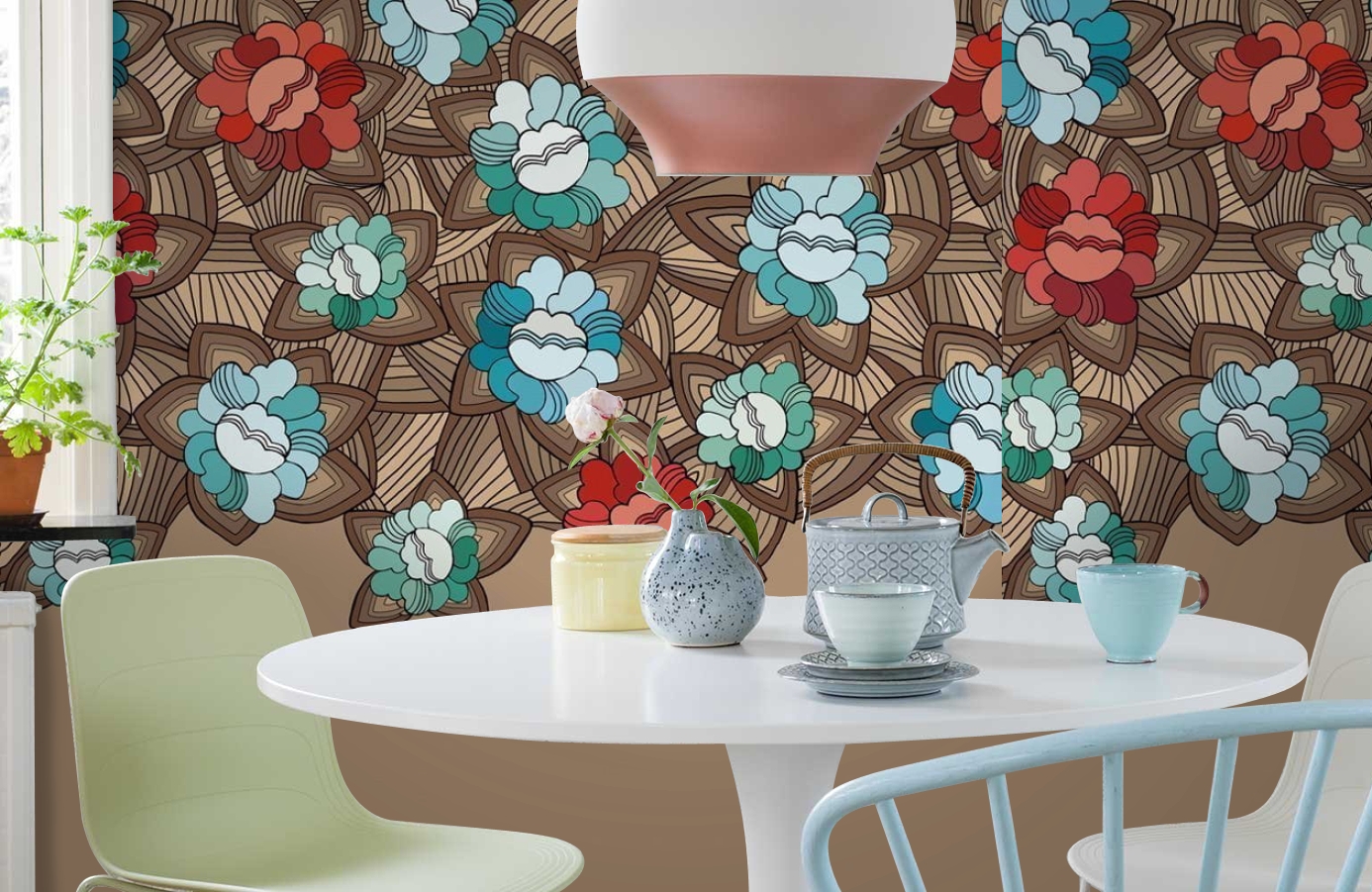 Обои DM219-2 фото в интерьере кухни