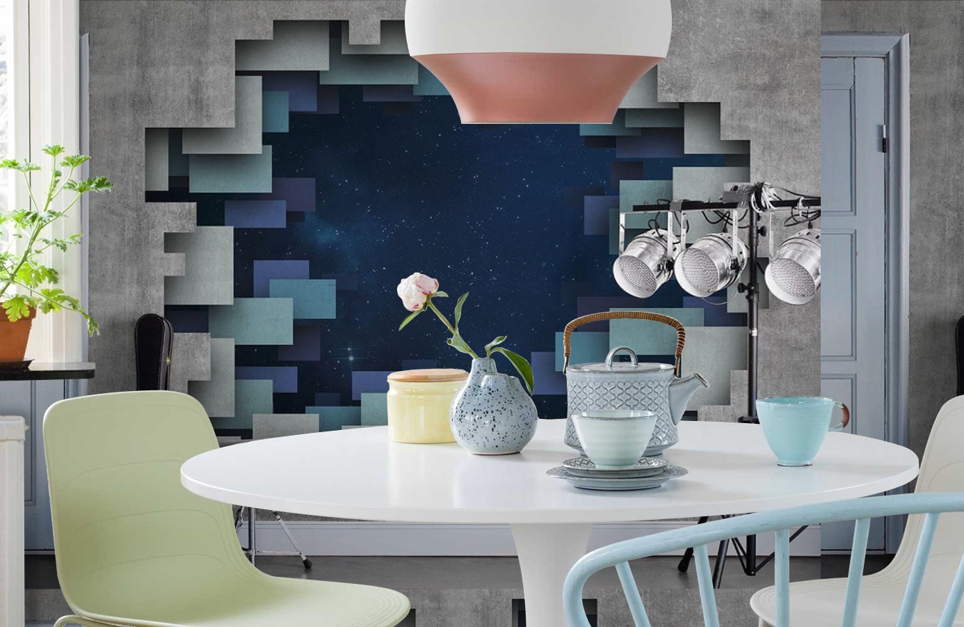 Обои P200802-7 фото в интерьере кухни