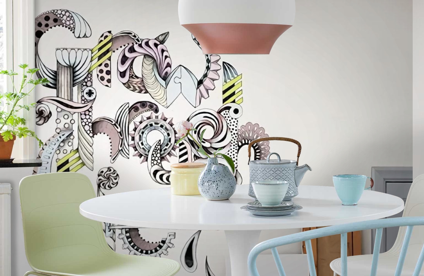 Обои P202401-8 фото в интерьере кухни