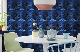 Обои 464 BLEU фото в интерьере кухни превью