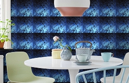 Обои 486 BLEU фото в интерьере кухни превью