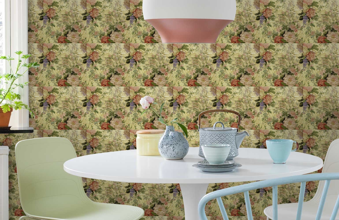 Обои ROSES_ANCIENNES_P__01 фото в интерьере кухни