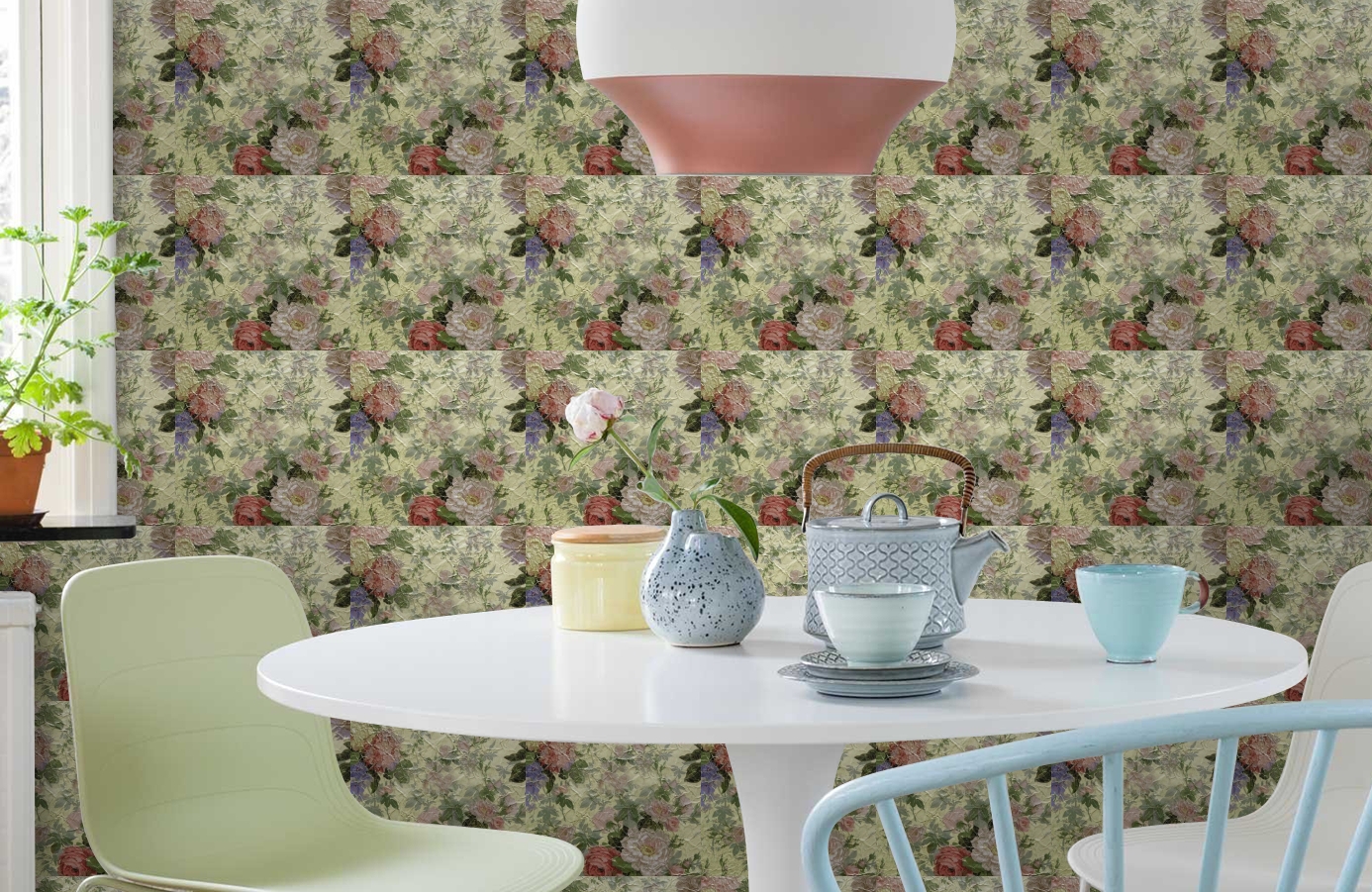 Обои ROSES_ANCIENNES_P__02 фото в интерьере кухни