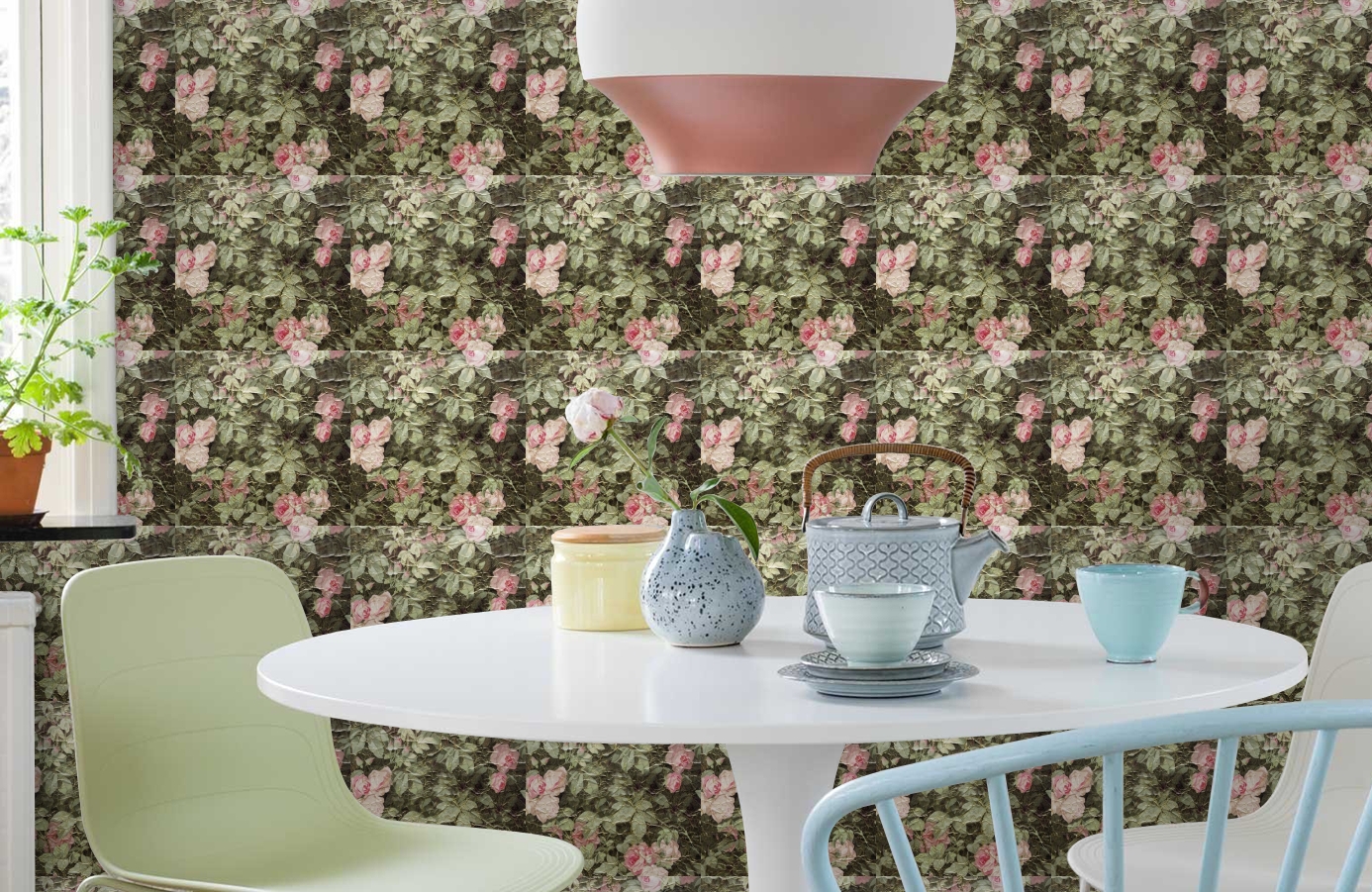 Обои ROSES_ANCIENNES_P__11 фото в интерьере кухни