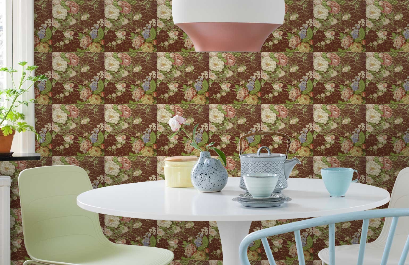 Обои ROSES_ANCIENNES_P__13 фото в интерьере кухни